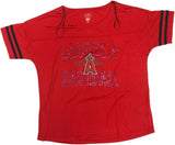 Los Angeles Angels Women's Short Sleeve Foil Logo T-Shirt Red Large
